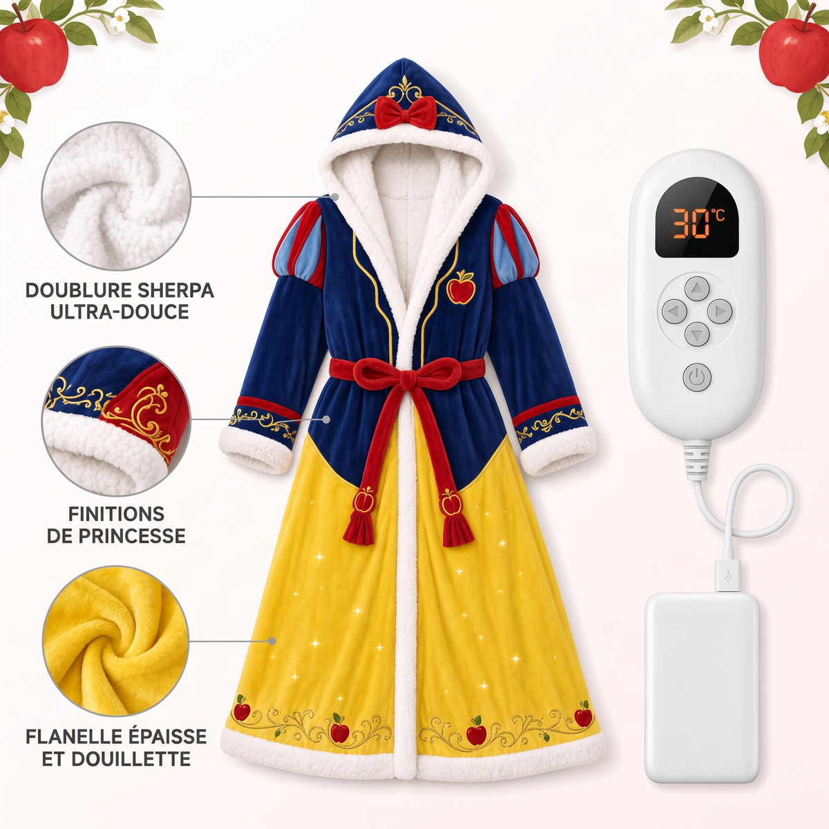 Peignoir chauffant Princesse Cosy - Blanche-Neige